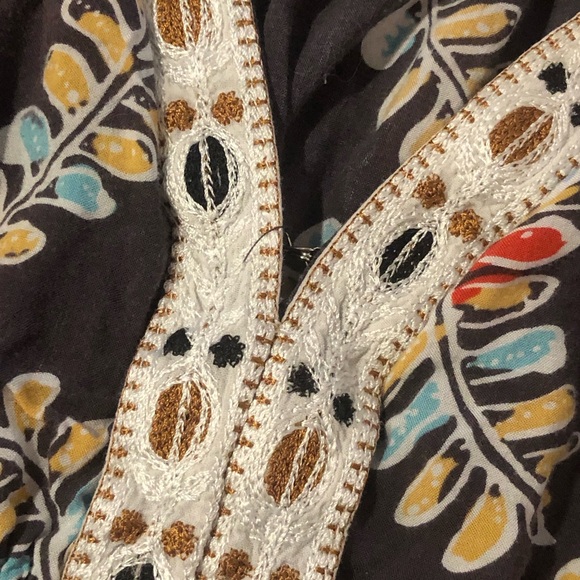 Free People Cap-Sleeve Baby Doll Waist Floral Print Top Sz S - Picture 10 of 12